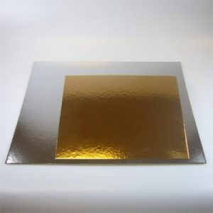 Goud/zilver karton vierkant 20x20 cm - 5 stuks