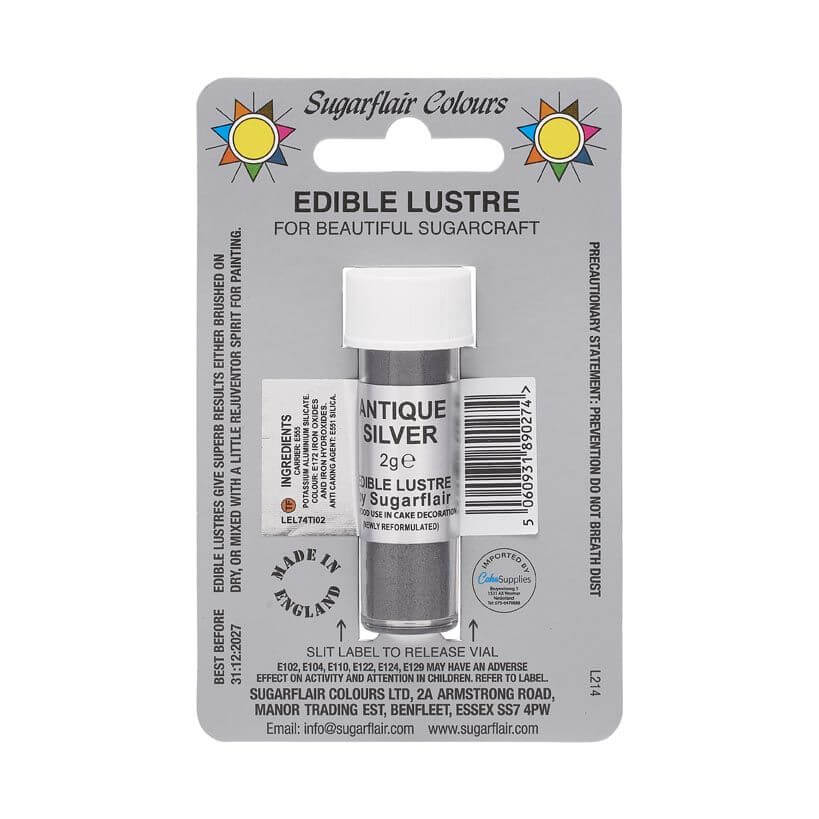 Sugarflair Edible Lustre Antique Silver 2 gram