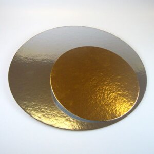 Goud/zilver karton rond 20 cm - 5 stuks